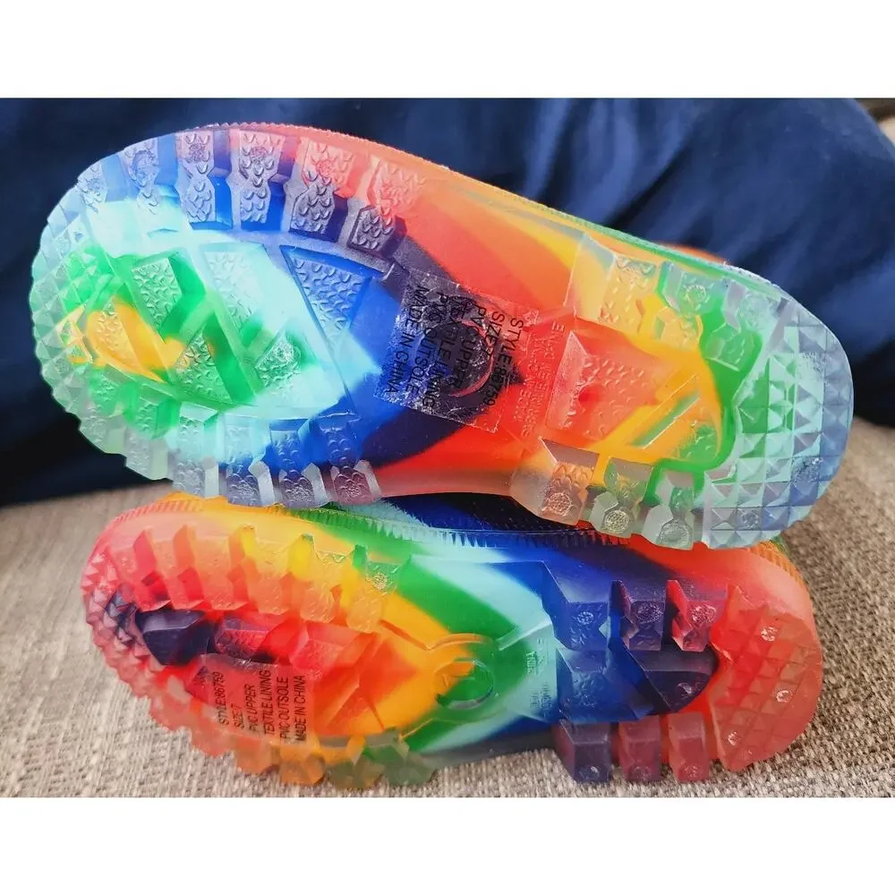 Jasom Girls Rainbow Rubber Rain Boot. Size 7 New with Original pkg. Style 86759